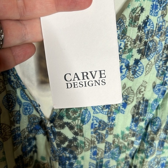 Carve Designs Vengeful Blue V-Neck Flutter Cap Sleeve Dress Sand Dollars Size 4 - Picture 4 of 11